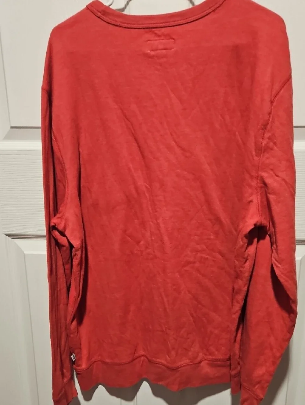 Men's Washed Red Crewneck Sweatshirt with Stripe Pocket
